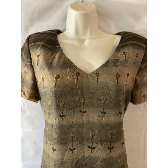 Vintage Y2K S.L. Fashions Dress Women 8 Green Floral Embroidered Maxi Boho Fairy - Picture 6 of 12